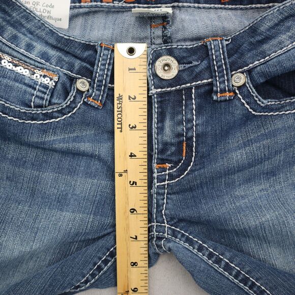 Truth Pants Womens 3 Blue Denim Flat Front Low Rise Fit Bootcut Pockets Jeans - Picture 6 of 16